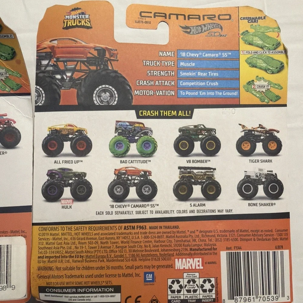 Hot Wheels Monster Trucks Lot of 5 –‎ Sriracha Nacho Camaro Cherry Scoop New!